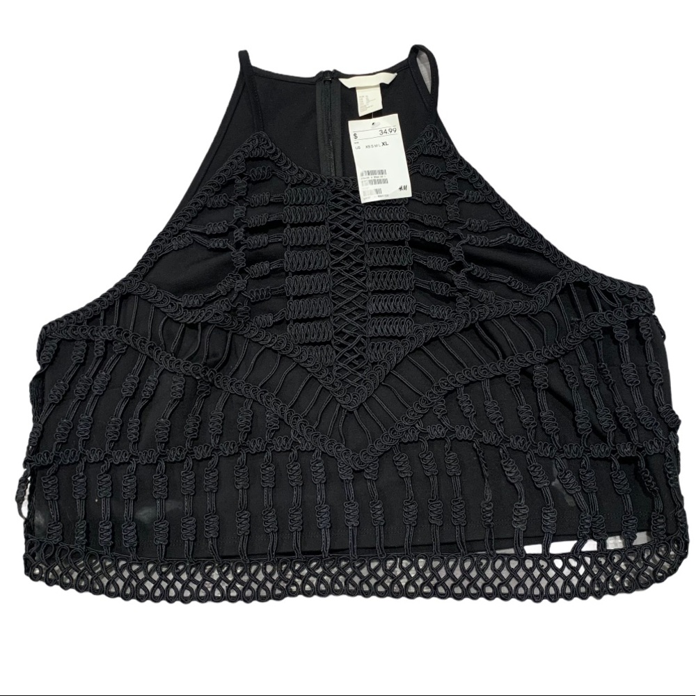 H&M NWT XL Black Tank Crop Top